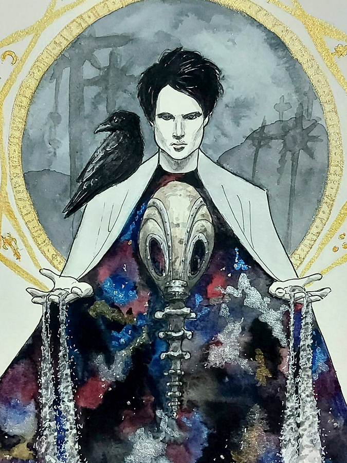 sandman fanart portrait Cha'peau rouge illustration aquarelle dessin graphisme art Marie Charlotte Granié watercolors