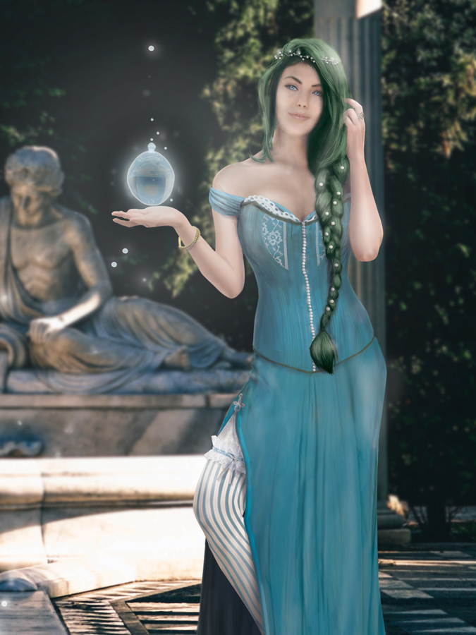 femme woman portrait nymphe eau magie magicienne sorcière  Cha'peau rouge illustration aquarelle dessin graphisme art Marie Charlotte Granié watercolors